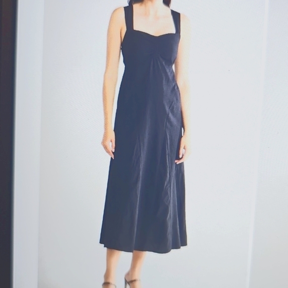 NWT Stitchdrop Bae Shore Sleeveless Midi Dress Flared Smocked Back BLUE Large - Picture 12 of 12